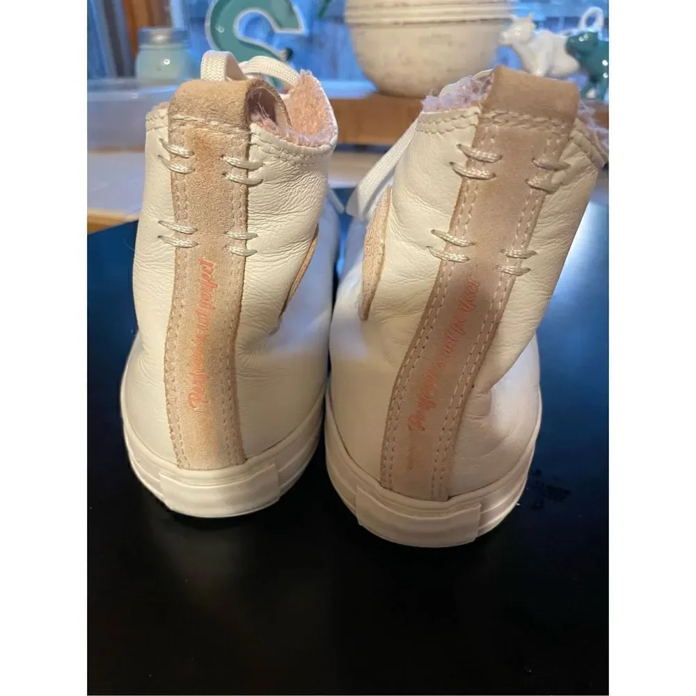 Converse White Leather High Tops (SZ 10) - Picture 4 of 6